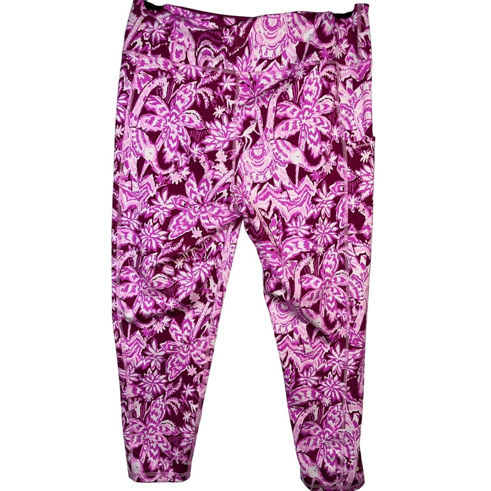 Lilly Pulitzer Leggings High Rise Midi Womens XL Mulberry Wild Ride Luxletic